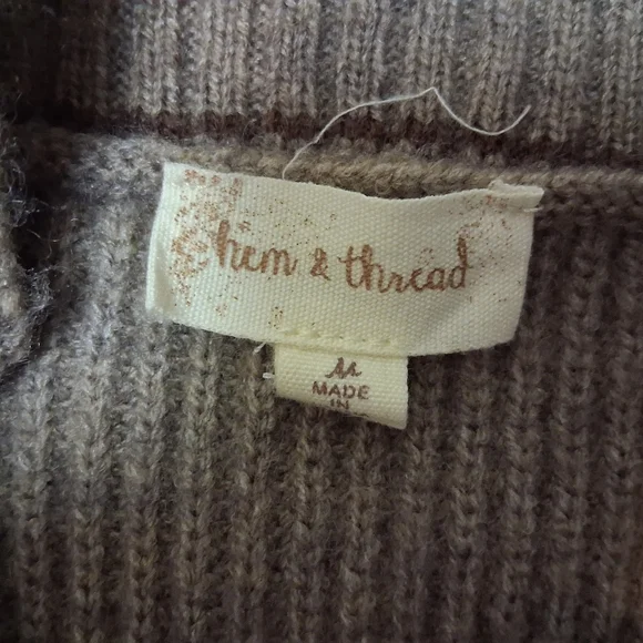 Hem & Thread Taupe Knit Cardigan, Womens Size Medium - Picture 4 of 6